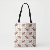 Rustic Brown Bunnies And Carrots Beige Gingham Tote Bag (Voorkant)