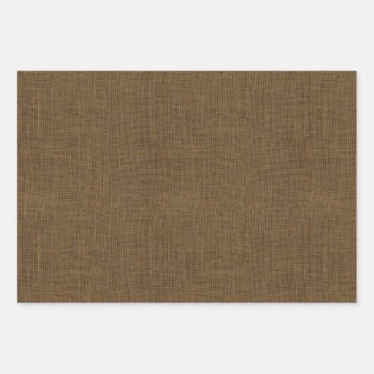 Rustic Brown Burlap Faux Texture Inpakpapier Vel (Voorkant)