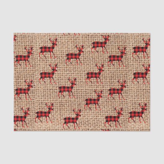 Rustic Brown Burlap Red Pset Countryside Deer Tissuepapier (Voorkant)