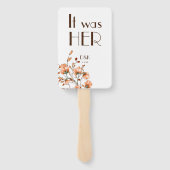 Rustic Brown Burnt Sinaasappel Floral Fall Wedding Handwaaier (Achterkant)