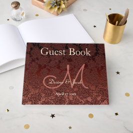 Rustic Brown Champagne Elegant Herfst Monogram Gastenboek