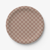 Rustic Brown Checkerboard Papieren Bordje (Voorkant)