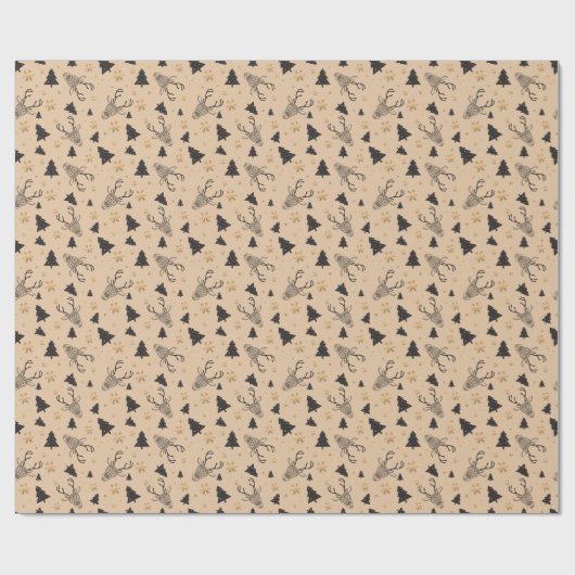 Rustic Brown Christmas Cadeaupapier (Vlak)