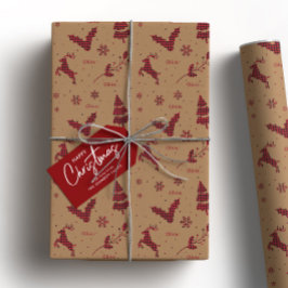 Rustic Brown Christmas Plaid Cadeaupapier