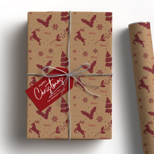 Rustic Brown Christmas Plaid Cadeaupapier