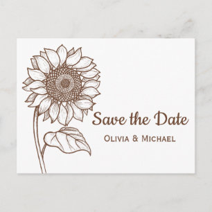 Rustic Brown Country Sunflower Verloving Floral Briefkaart