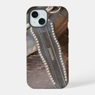 Rustic Brown Country Western Horse iPhone 15 Case