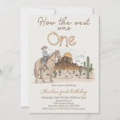 Rustic Brown Cowboy Hoe West was een 1e verjaardag Kaart (Voorkant)