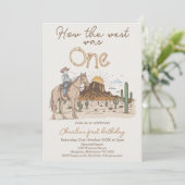 Rustic Brown Cowboy Hoe West was een 1e verjaardag Kaart (Staand voorkant)