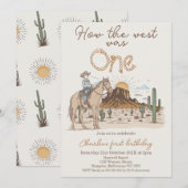 Rustic Brown Cowboy Hoe West was een 1e verjaardag Kaart (Voorkant / Achterkant)