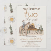 Rustic Brown Cowboy Welkom Twee West 2e Verjaardag Kaart (Voorkant / Achterkant)