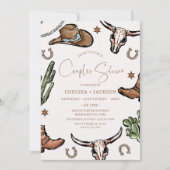 Rustic Brown Cowboy Western Paar Douche Bruid Kaart (Voorkant)