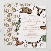 Rustic Brown Cowboy Western Paar Douche Bruid Kaart (Voorkant / Achterkant)