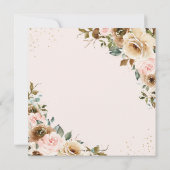 Rustic Brown Cream Blush Floral Greenery Invitatio Kaart (Achterkant)