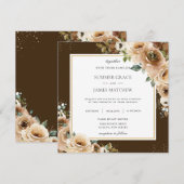 Rustic Brown Cream Floral Greenery valt binnen Kaart (Voorkant / Achterkant)