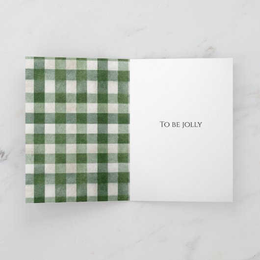 Rustic Brown Cream Green Christmas Santa Kaart (Binnen)