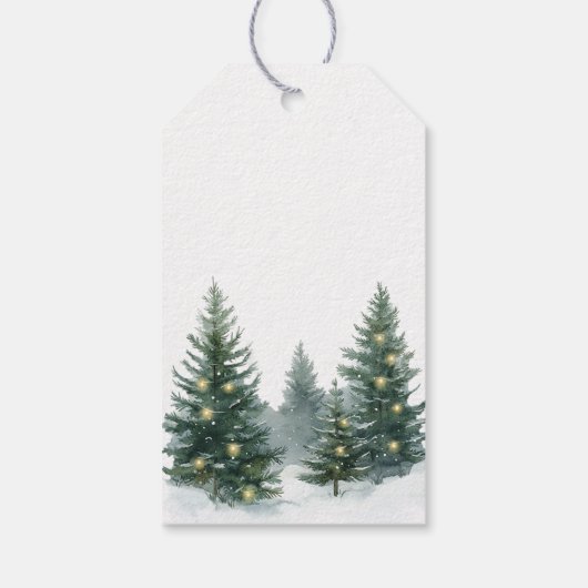 Rustic Brown Cream Green Christmas Tree Bow Cadeaulabel (Achterkant)
