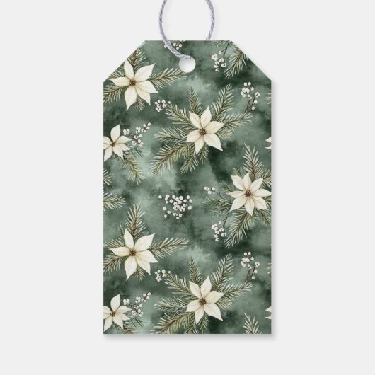 Rustic Brown Cream Green Ornament Christmas Cadeaulabel (Achterkant)