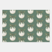 Rustic Brown Cream Green Ornament Christmas   Inpakpapier Vel (Voorkant)