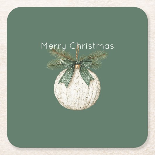 Rustic Brown Cream Green Ornament Christmas   Kartonnen Onderzetters (Voorkant)