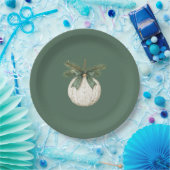 Rustic Brown Cream Green Ornament Christmas Papieren Bordje (Feest)