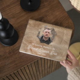 Rustic Brown Custom Text Photo Memorial Funeral Gastenboek