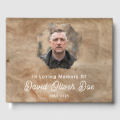 Rustic Brown Custom Text Photo Memorial Funeral Gastenboek (Voorkant)