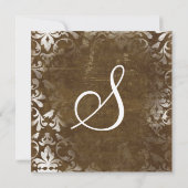 Rustic Brown Damask Wedding Invitations Kaart (Achterkant)