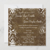  Rustic Brown Damask Wedding Invitations Kaart (Voorkant)