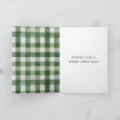 Rustic Brown Deer Cream Green Christmas Scarf Kaart (Binnen)