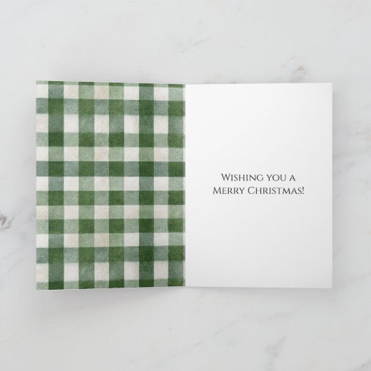 Rustic Brown Deer Cream Green Christmas Scarf Kaart (Binnen)