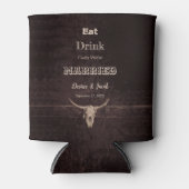 Rustic Brown Eat Drink Gehuwd Western Bull Skull Blikjeskoeler (Voorkant)