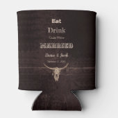 Rustic Brown Eat Drink Gehuwd Western Bull Skull Blikjeskoeler (Achterkant)