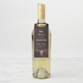 Rustic Brown Eat Drink Gehuwd Western Bull Skull Flessenhanger (Op fles)