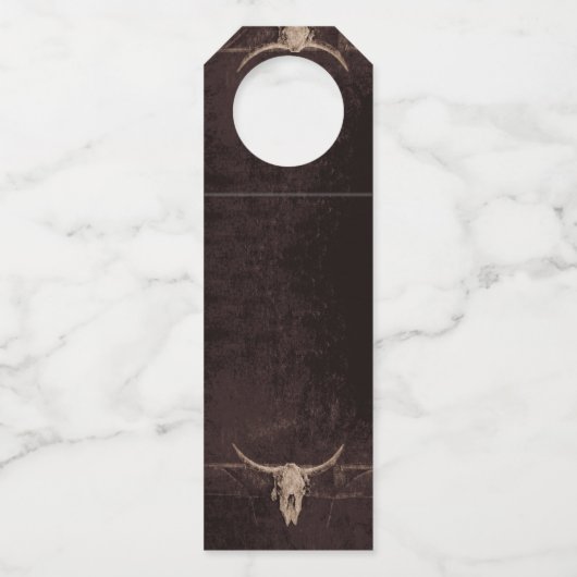 Rustic Brown Eat Drink Gehuwd Western Bull Skull Flessenhanger (Achterkant)