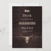 Rustic Brown Eat Drink Married Bull Skull Aankondiging (Voorkant)