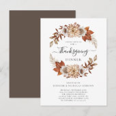 Rustic Brown Fall Leaves Thanksgiving Dinner Uitnodiging Briefkaart (Voorkant / Achterkant)