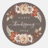 Rustic Brown Fall verlaat Thanksgiving Ronde Sticker (Voorkant)