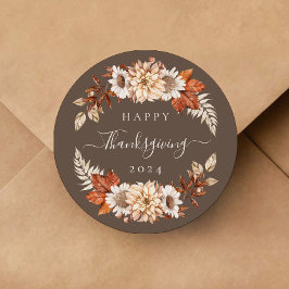 Rustic Brown Fall verlaat Thanksgiving Ronde Sticker