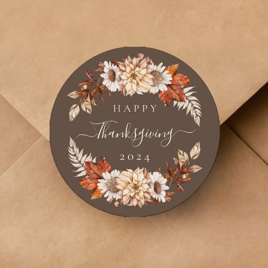 Rustic Brown Fall verlaat Thanksgiving Ronde Sticker