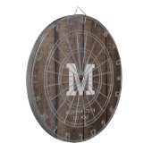 Rustic Brown Faux Hood Family Monogram Gepersonali Dartbord (Voorkant Links)