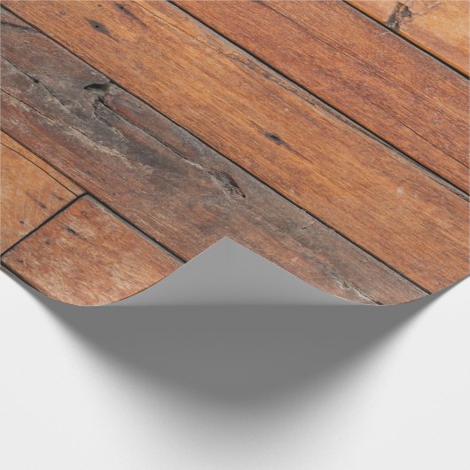 Rustic Brown Faux Wood Planks Pattern Cadeaupapier (Hoek)
