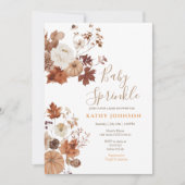 Rustic Brown Floral Fall Baby Sprinkle Invitation Kaart (Voorkant)