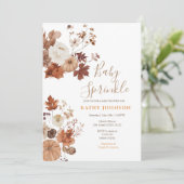 Rustic Brown Floral Fall Baby Sprinkle Invitation Kaart (Staand voorkant)