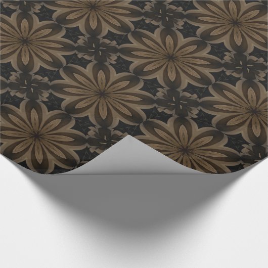 Rustic Brown Floral Kaleidoscope Design Cadeaupapier (Hoek)