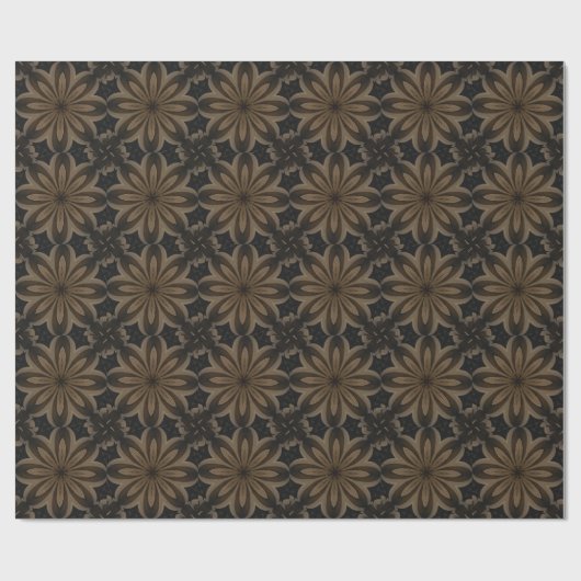 Rustic Brown Floral Kaleidoscope Design Cadeaupapier (Vlak)