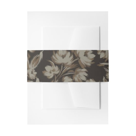Rustic Brown Floral Pattern Wedding Uitnodigingen Wikkel (Voorkant Voorbeeld)
