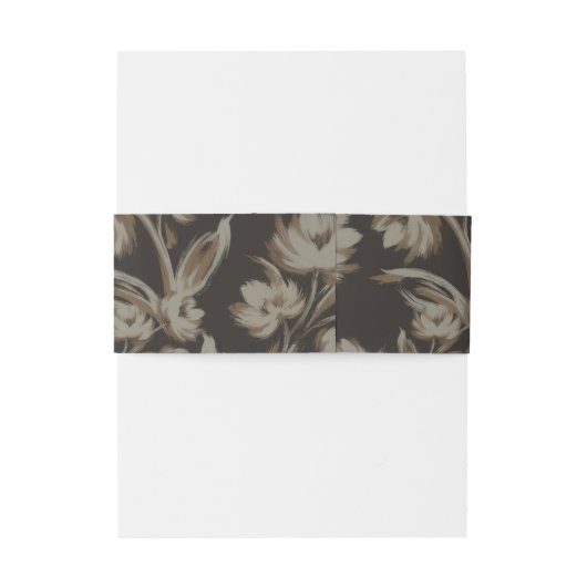 Rustic Brown Floral Pattern Wedding Uitnodigingen Wikkel (Achterkant Voorbeeld)