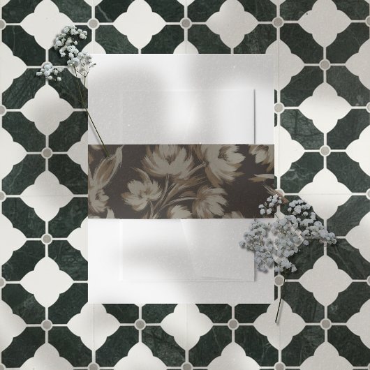 Rustic Brown Floral Pattern Wedding Uitnodigingen Wikkel