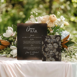 Rustic Brown Floral Signature Drink Wedding  Reclamebord Met Voetstuk